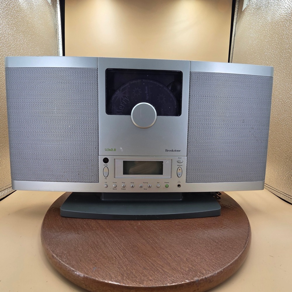 Brookstone SLCDv2.0 Slim CD Player AM FM Radio Silver Wall Mountable For Repair